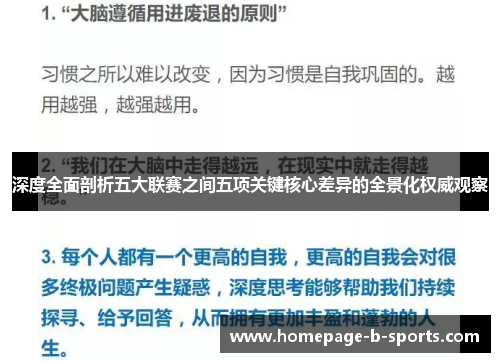 深度全面剖析五大联赛之间五项关键核心差异的全景化权威观察 深度全面剖析五大联赛之间五项关键核心差异的全景化权威观察