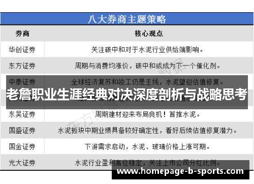 老詹职业生涯经典对决深度剖析与战略思考