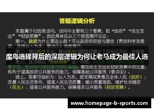 魔鸟选择背后的深层逻辑为何让老马成为最佳人选